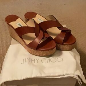 Jimmy Choo Atia Brown Wedge Heels